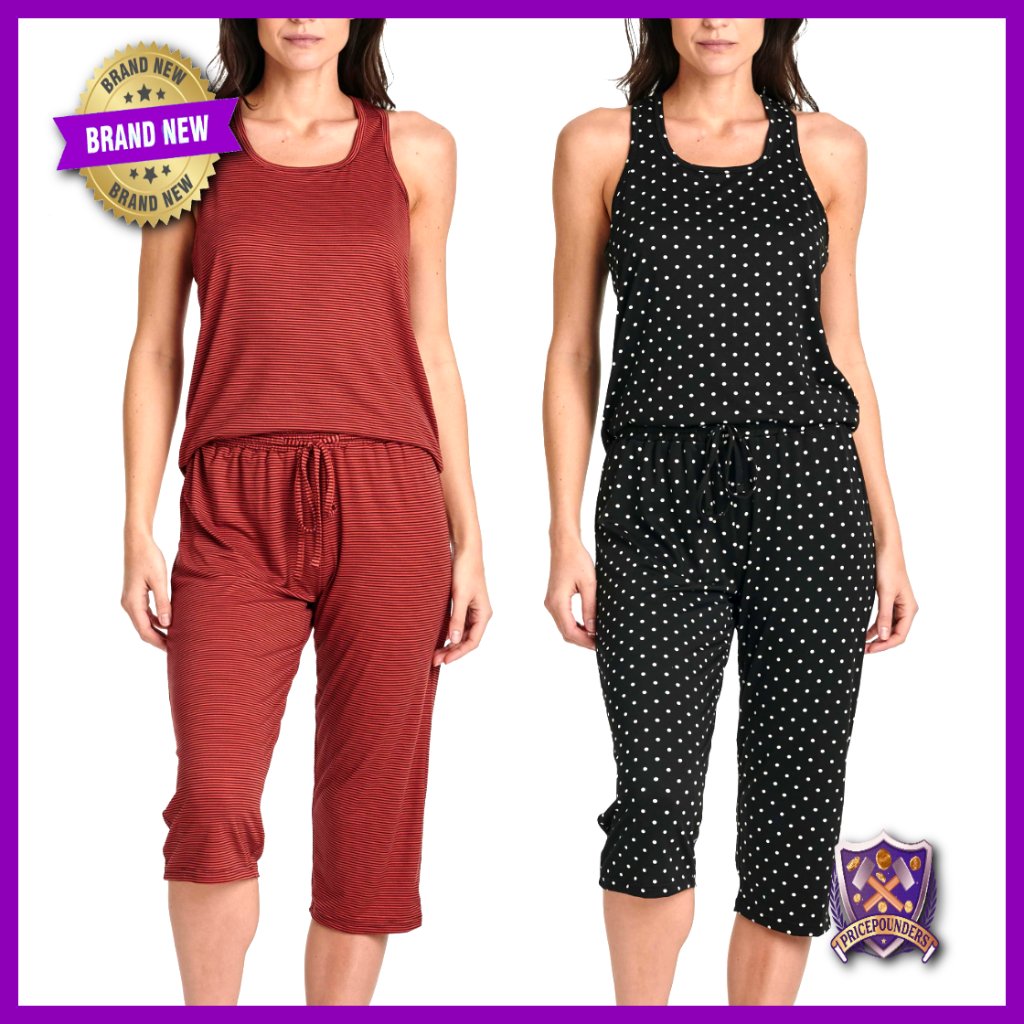 Plus Size Xxl Pajama Set: Sleeveless Tank & Capri Pants, Super-Soft Loungewear